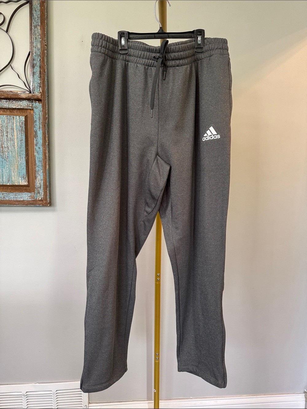 adidas Dark Gray Athletic tapered Joggers with White Logo EUC 2XL